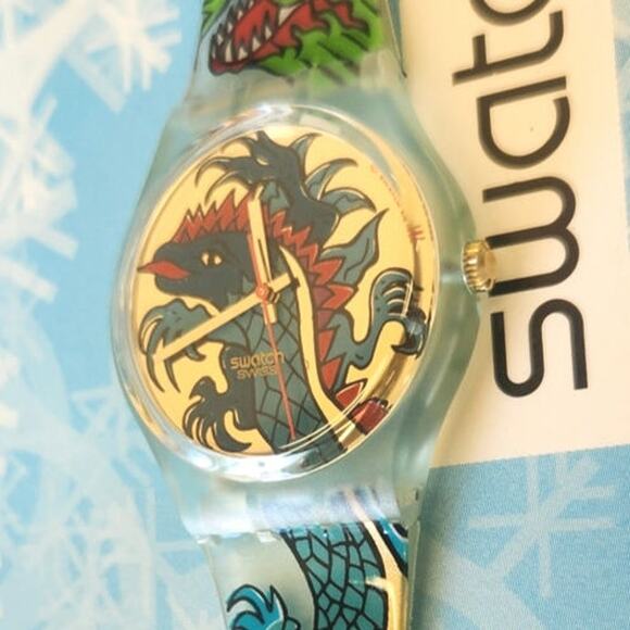 Swatch watch GREEN DRAGON GG135 1995 Standard Gents New Old Stock - Picture 1 of 9